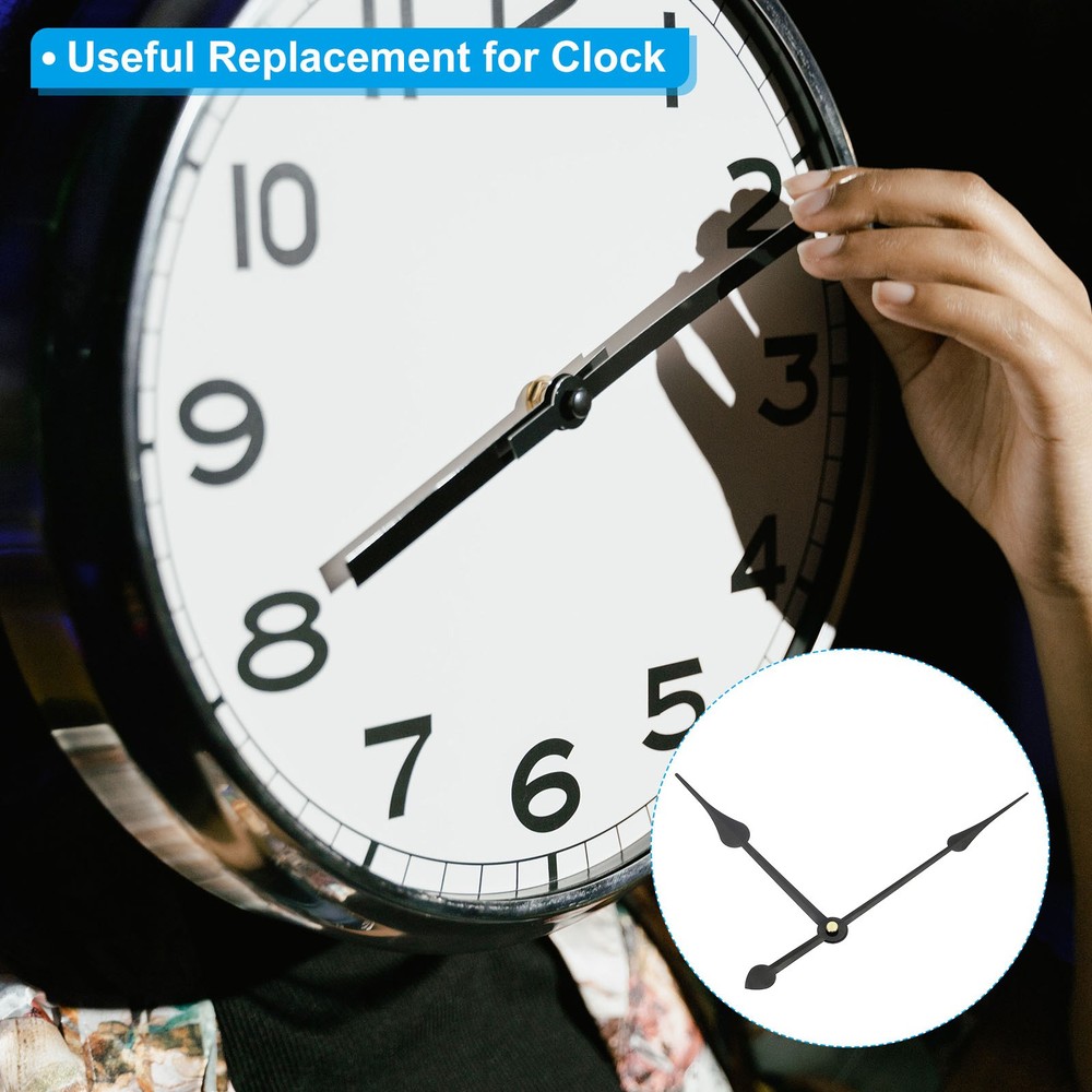 Clock Hands Kit, 8 Set Wall Clock Hands Parts Replacement, Black, A24