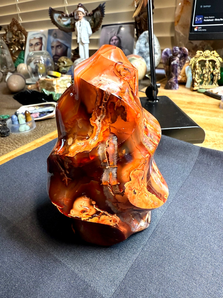 Carnelian Crystal Mineral Gemstone Polished Flame Geode Specimen 594