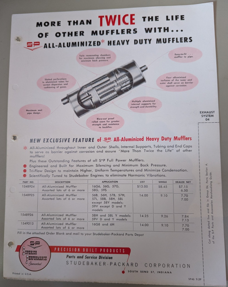 Studebaker Accessories Mufflers Flyer