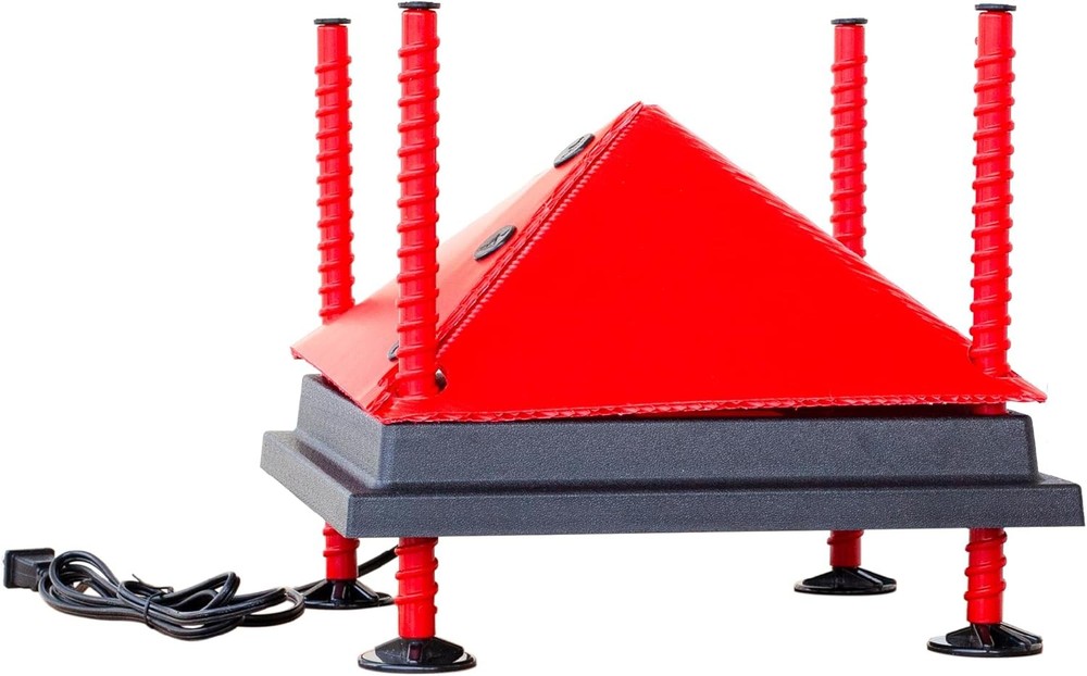Adjustable chick brooder heating plate.