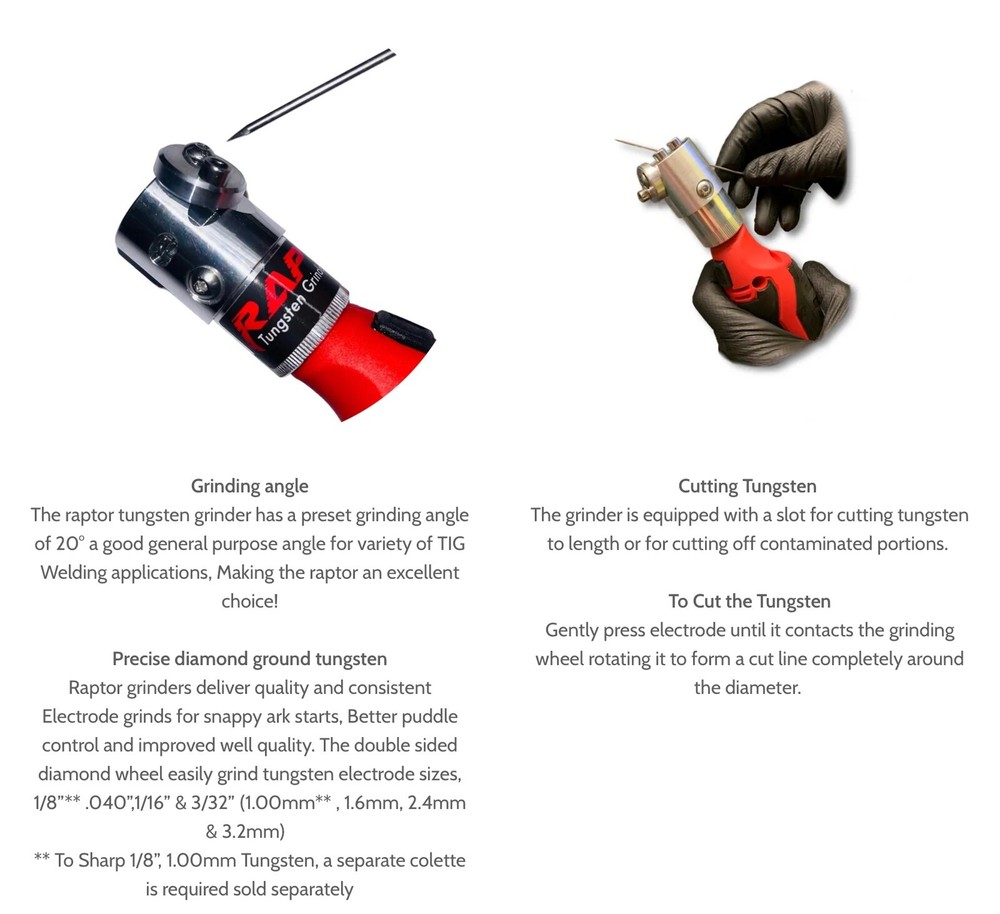 Raptor Pro Tungsten Grinder Sharpener TIG Welding (Top Section Only)