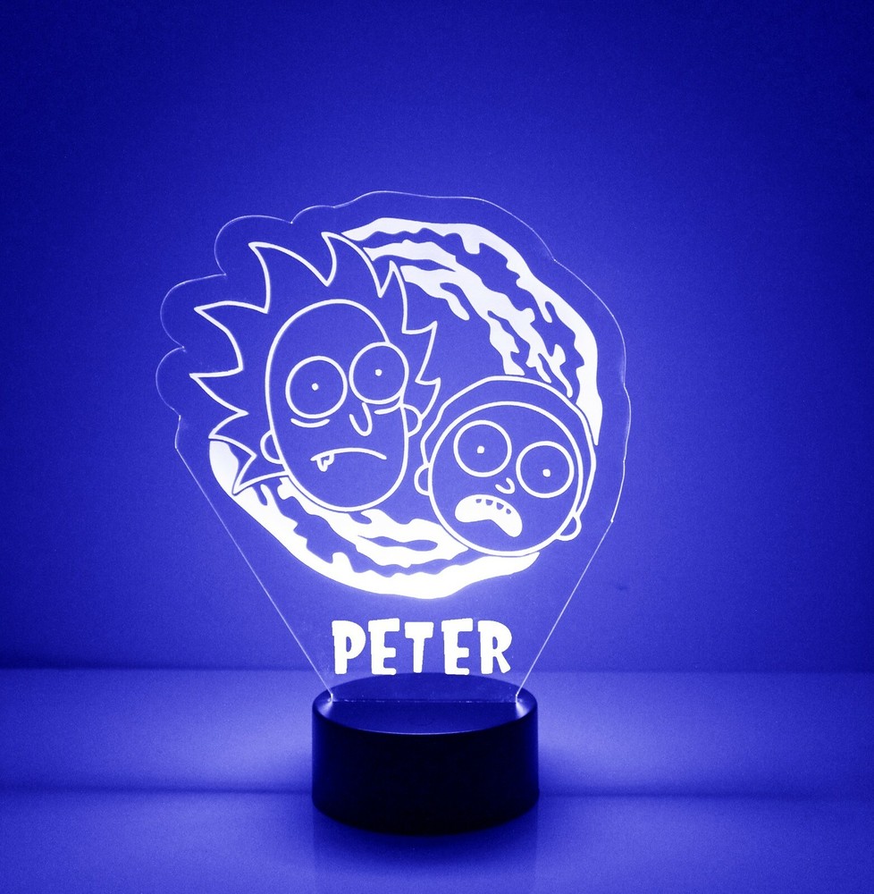 Rick & Morty Light Up, Personalized LED Night Light Lamp, w/ Remote Control