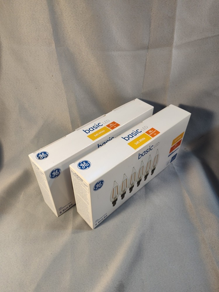2 Pack 12 Bulbs GE Basic 40W Led Candelabra Base CAC Dimmable Soft White