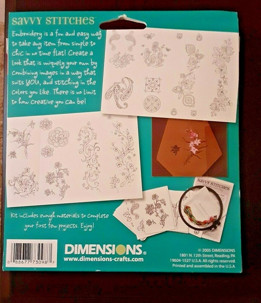 Dimensions Savvy Stitches Embroidery Kit Sewing Craft Project NEW