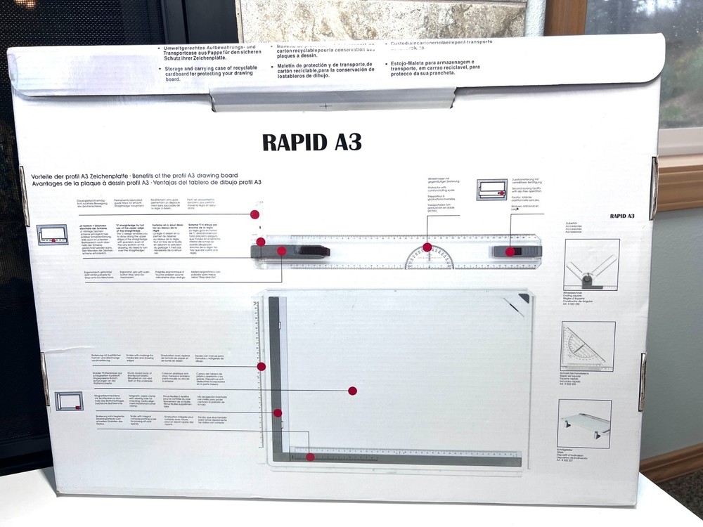 A3 Portable Drawing Board, Multi-Function Metric Drafting Table with Clear Rule