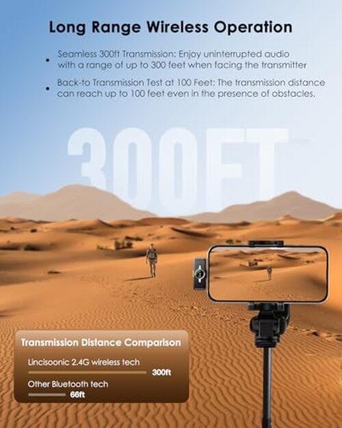 Wireless Lavalier Microphone for iPhone/Android, Lapel Mics with USB Lightning