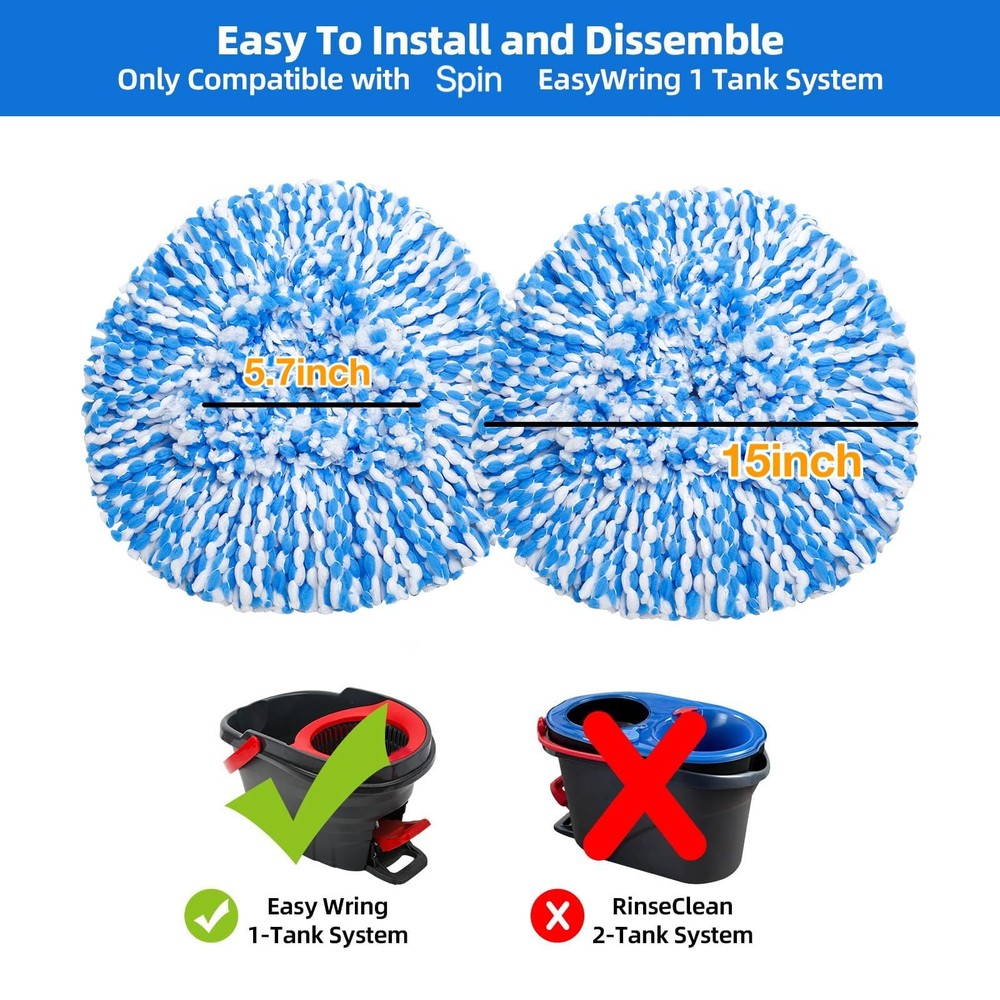 6+1 Pack Spin Mop Replacement Head Compatible With O Ceda Easywring 1tank System