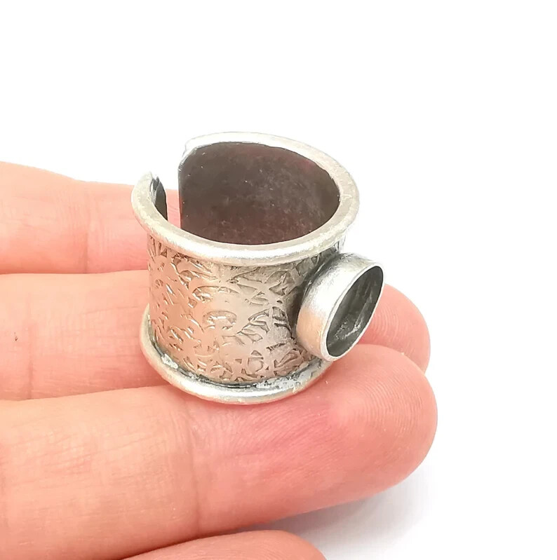Ring Blank Setting Base Bezel Cabochon Antique Silver Plated Brass 10mm G35972