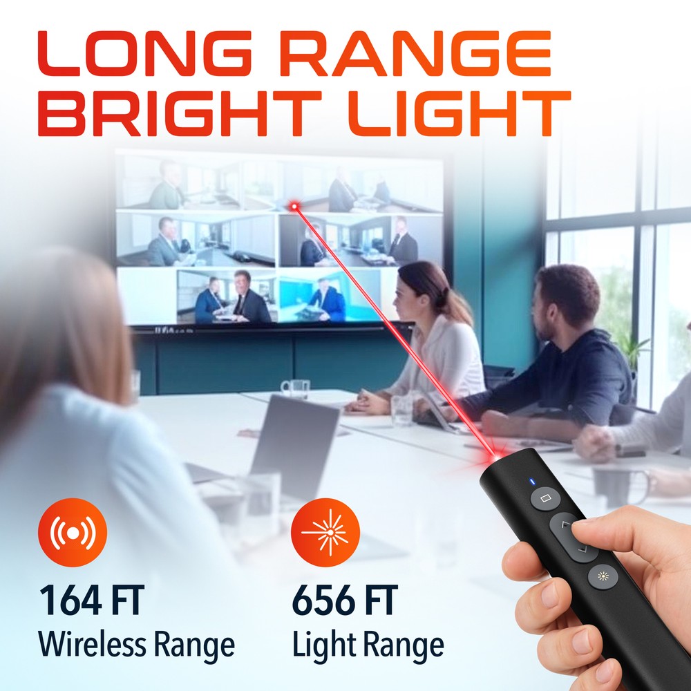 Delton LP21 2.4GHz Wireless Presentation Remote with Laser Pointer, Black