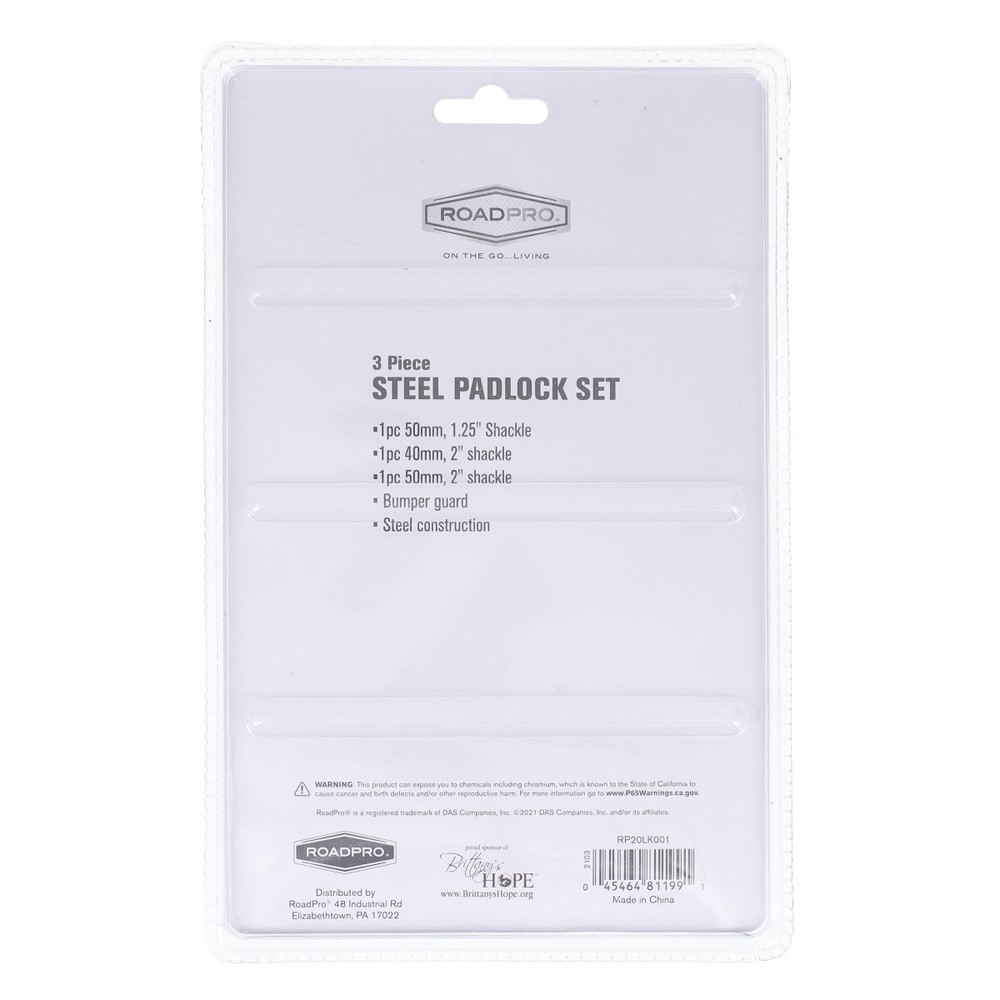 Roadpro RP20LK001 3pc Steel Padlock Set
