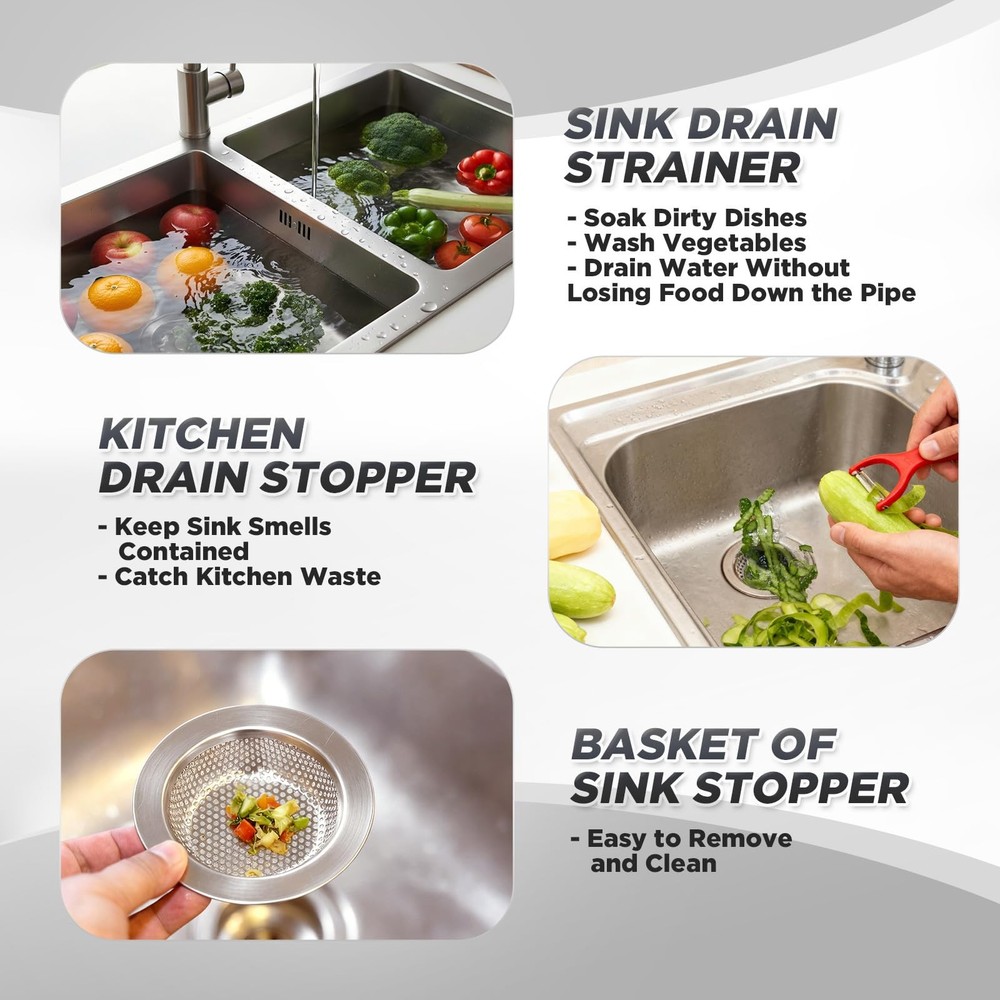 4 Pcs Brushed Silver Kitchen Sink Accessories Garbage Disposal Splash Guards