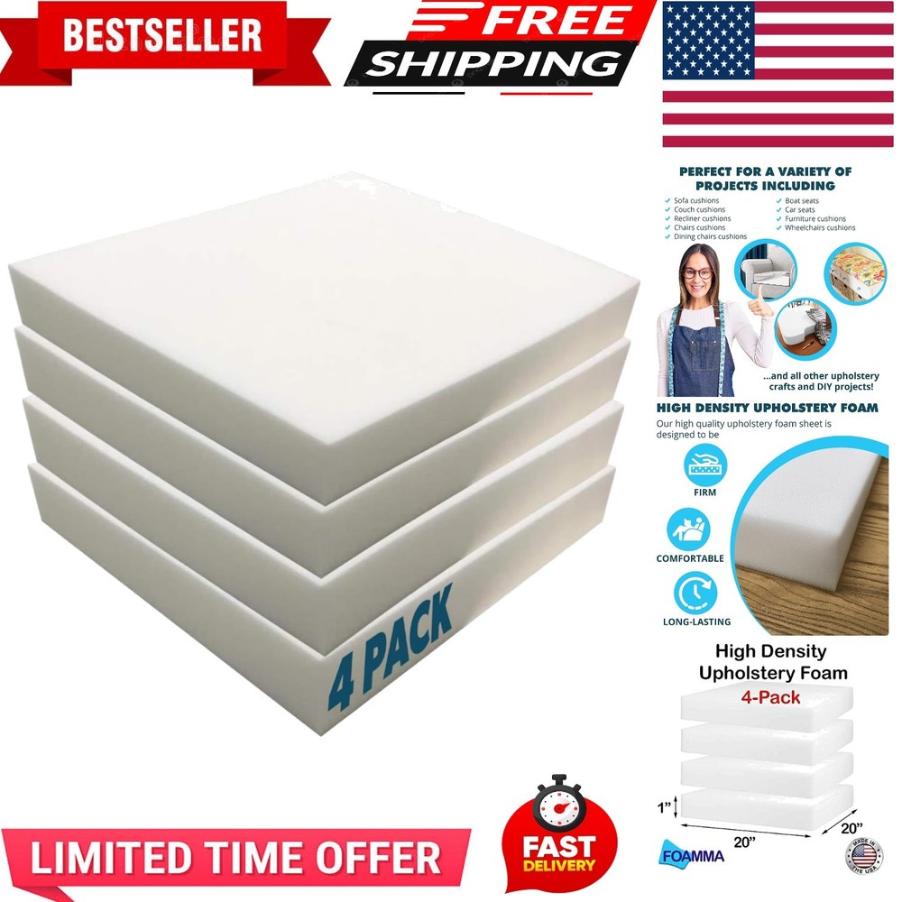 Customizable 4-Pack High Density Foam Cushions - Ideal for Wheelchairs & Chairs