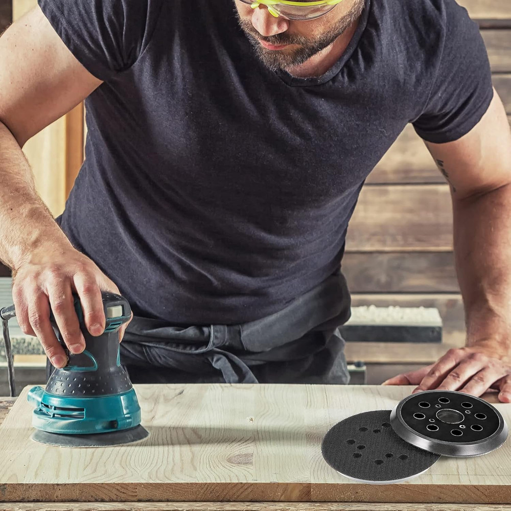 2 Pieces 5 Inch 8 Hole Hook and Loop Orbital Sander Replacement Pad Backing Pad