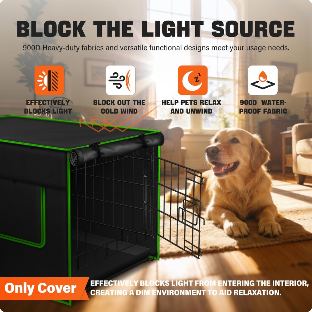 GUYISS Ventilated Dog Crate Cover,Double 48''L×30''W×33''H, Black Basic