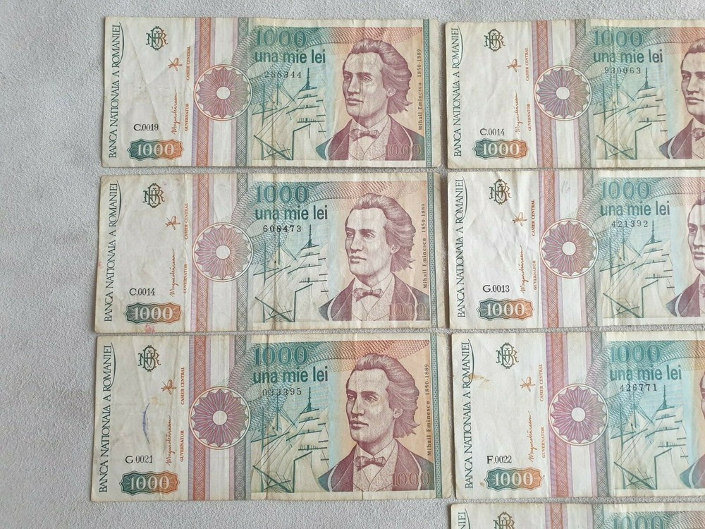 Romania 1000 lei 1991 lot banknotes