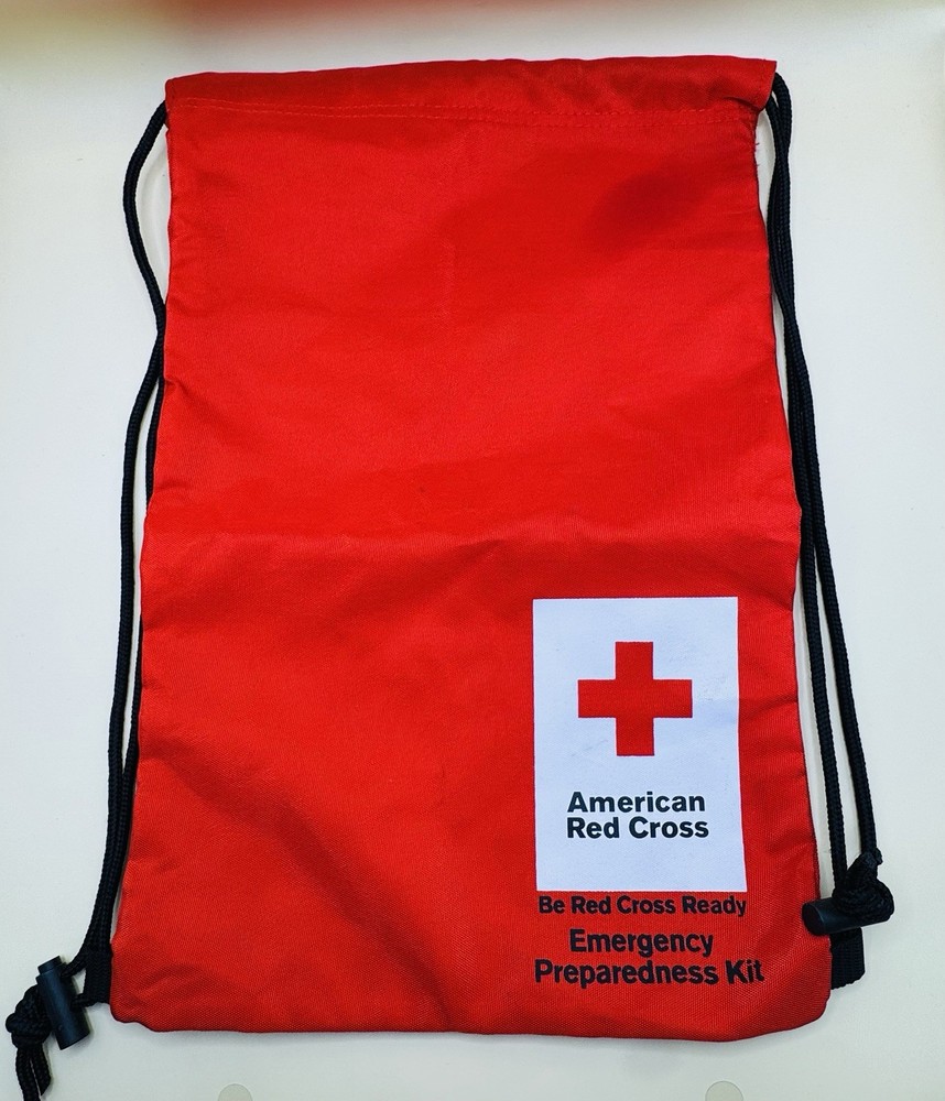 American Be Red Cross Ready Emergency Preparedness Empty Drawstring Bag 17"