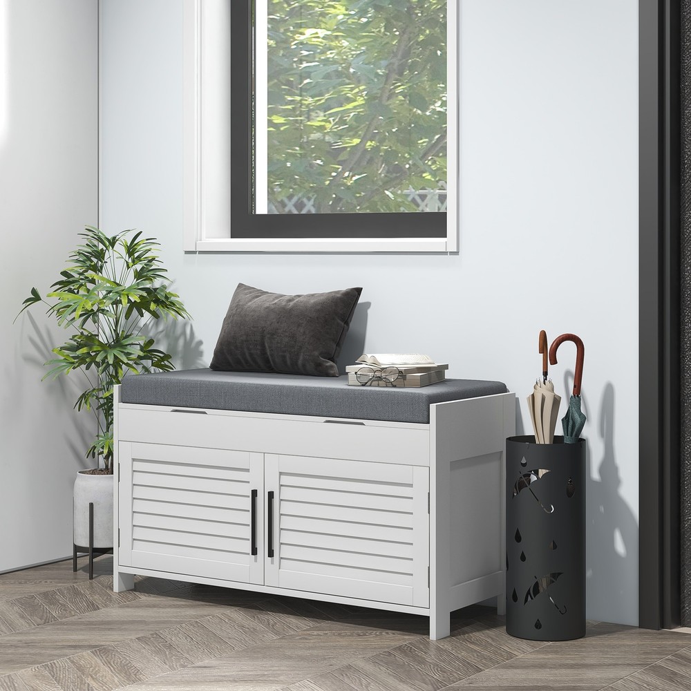 Entryway Shoe Bench with Hidden Compartments for Hallway