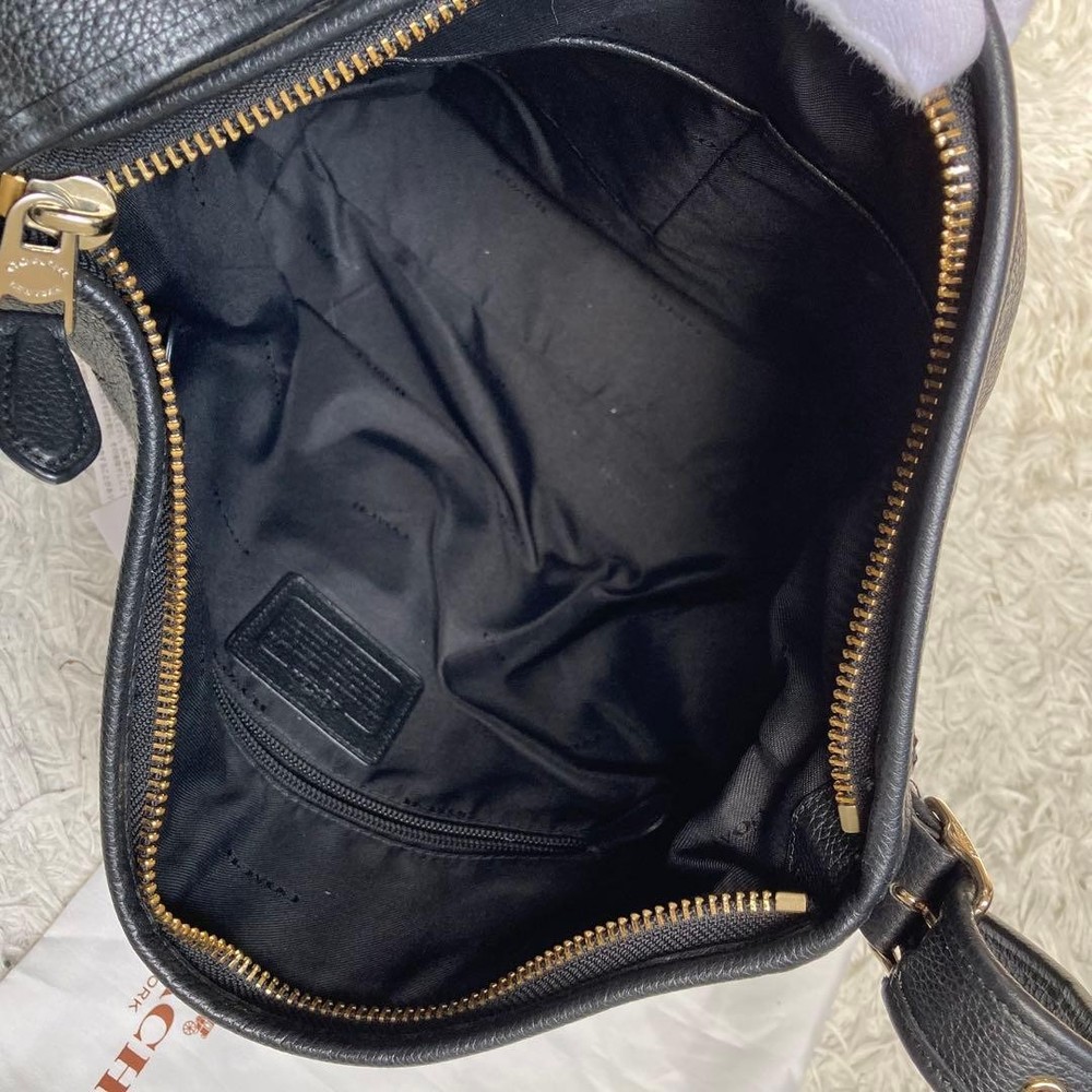 COACH Shoulder Bag Black Leather Authentic