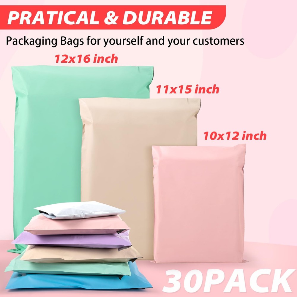 Variety Poly Mailers, 30 Pack Shipping Envelopes, Plastic Packaging Bags, Sel...