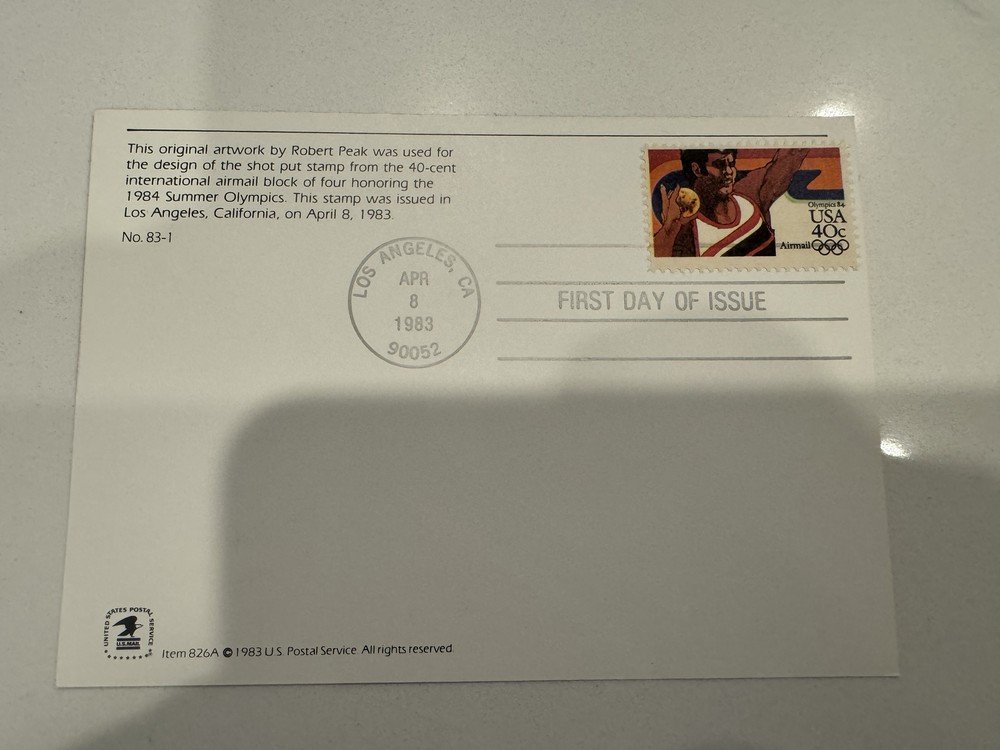 100 FDC 1984 olympics POSTCARD ROBERT PEAK ARTWORK SOME FIRST DAY COVERS 2 SIDE