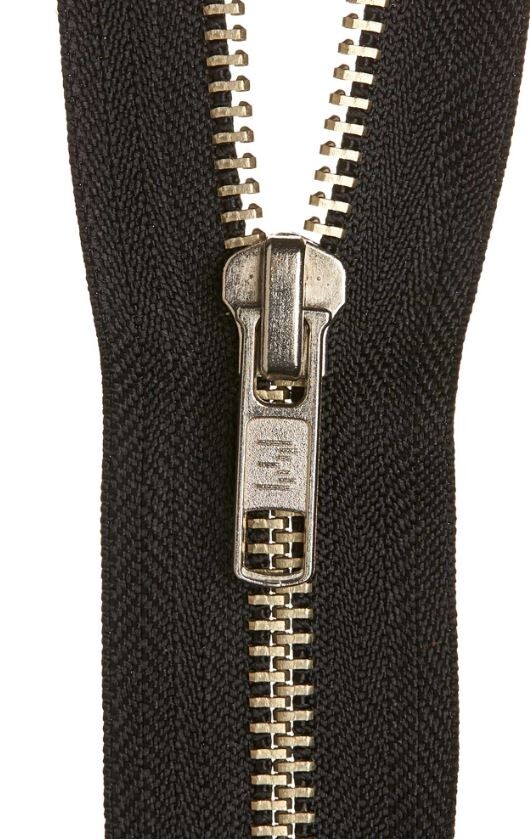 56cm Birch Black Open End Metal Zip