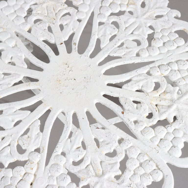 White Painted Grape & Leaf Wrought Iron Garden Side Table c1890