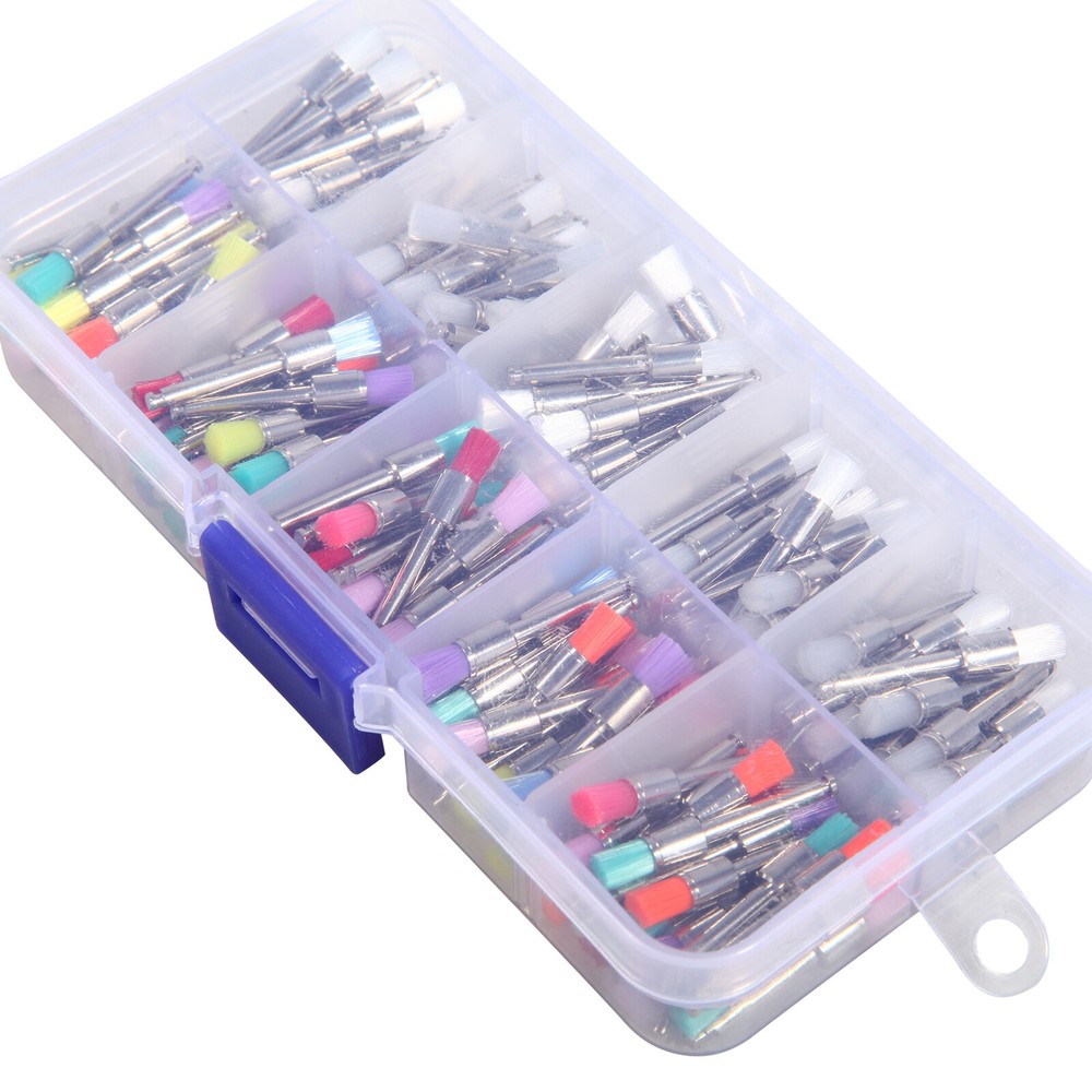 200pcs Mixed Dental latch type prophy polishing brush flat E-type Brushes USA