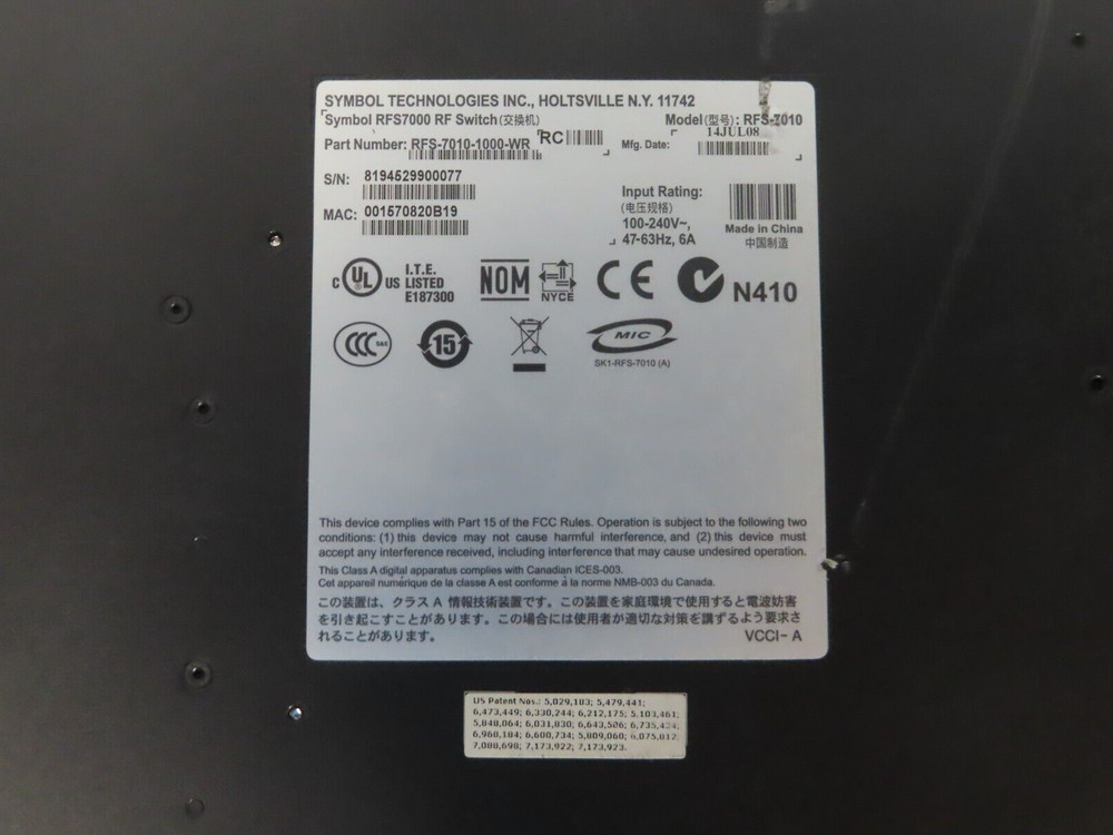 MOTOROLA RFS7000 SERIES WIRELESS WLAN CONTROLLER 1U RACKMOUNT NETWORK SWITCH