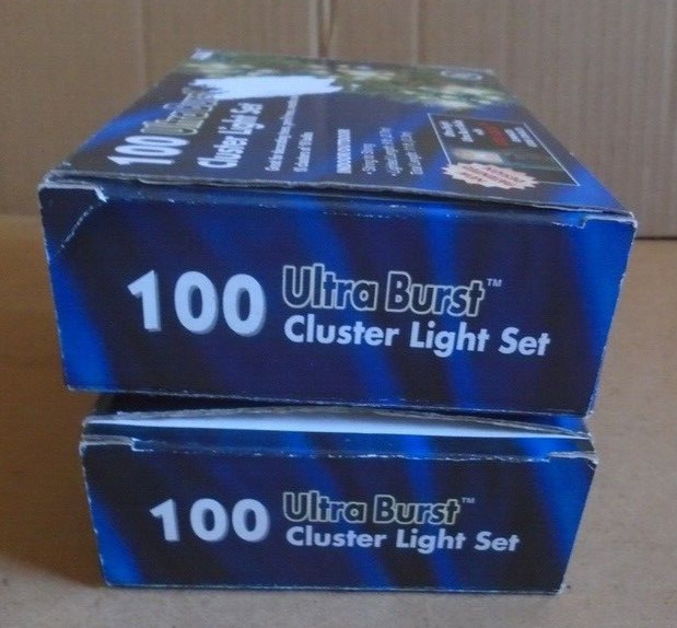 100 Ultra Burst Cluster Light Set Plug-In Clear Green Wire (2-boxes)