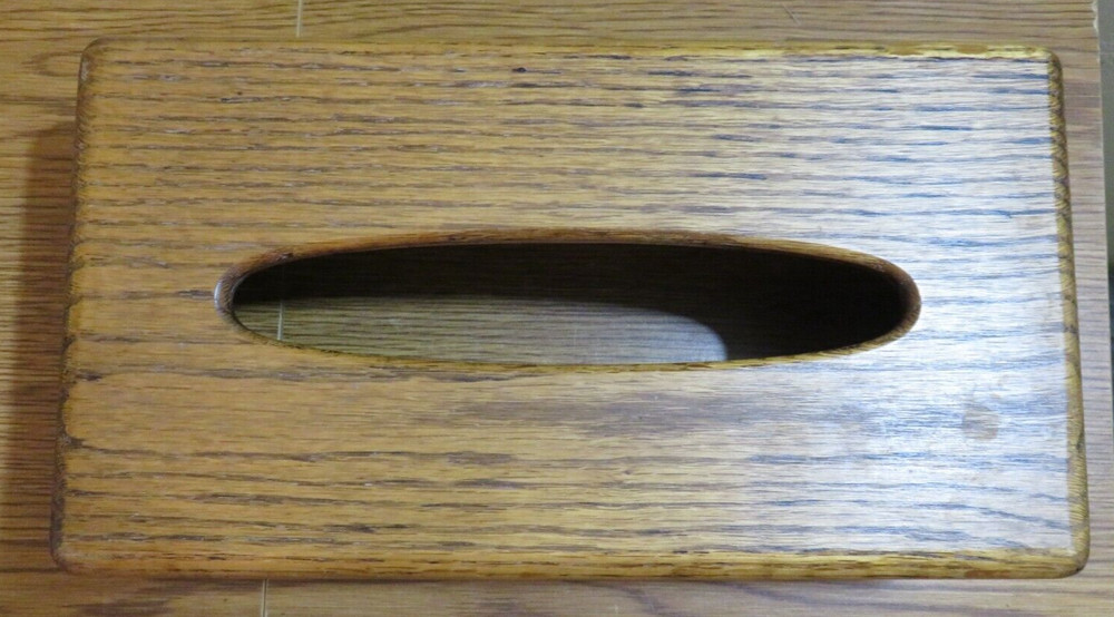 VINTAGE WOODED TISSUE BOX HOLDER COVER RECTANGULAR