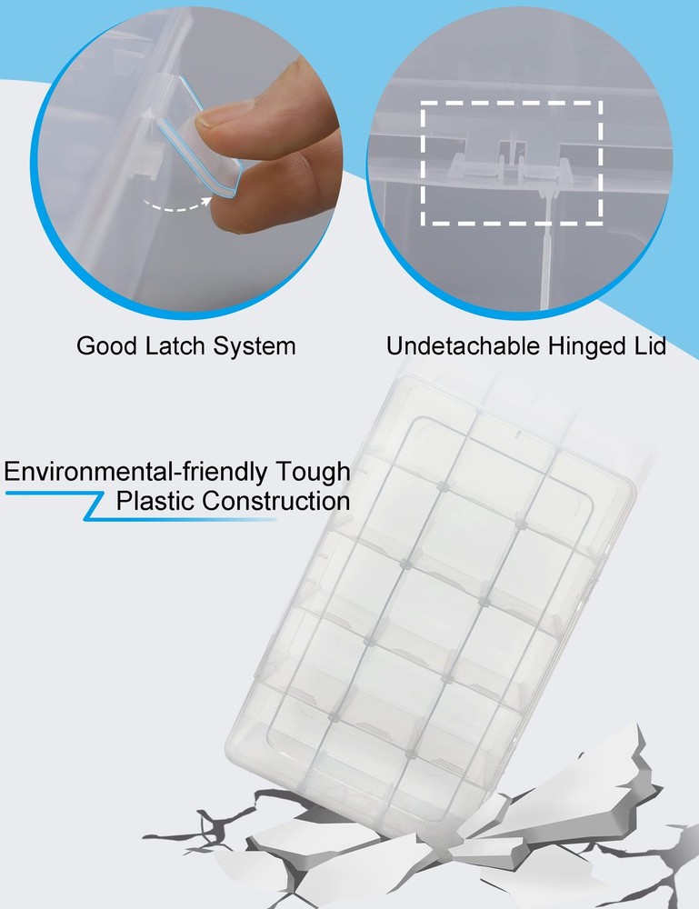 Plastic Bead Organizer, 15 Grid Clear Box, Storage Container For Snacks