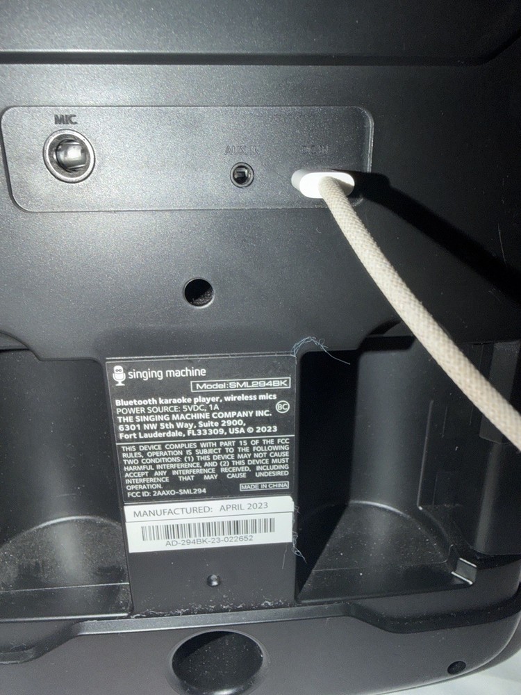 Singing Machine SML294BK Bluetooth Karaoke System 2 Mics USB-C Tested