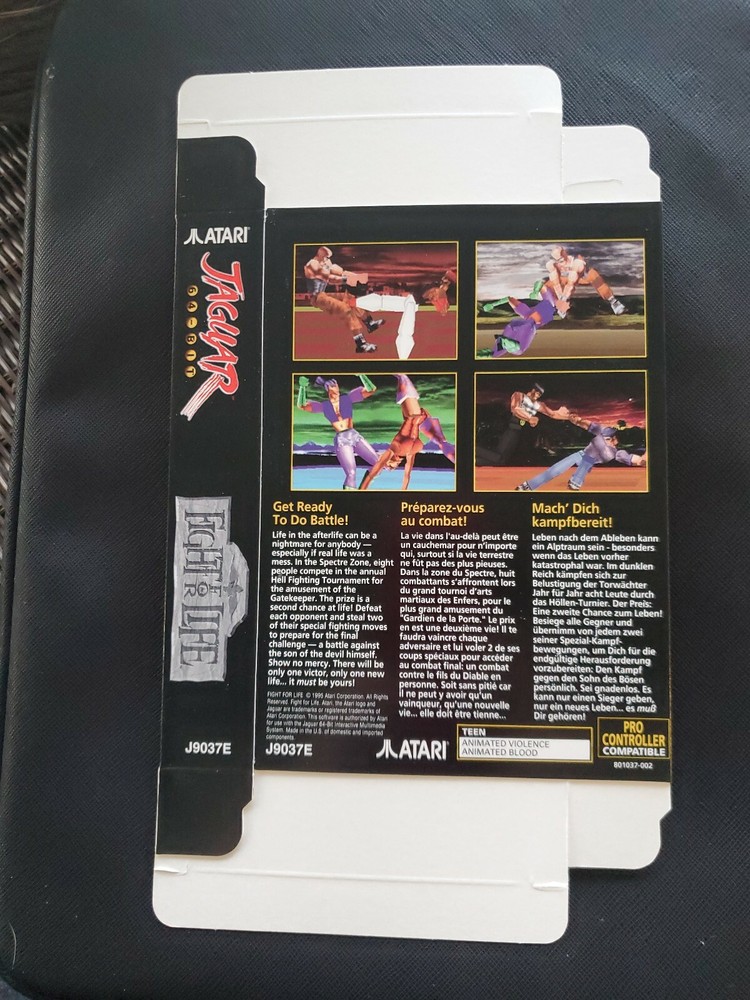 FIGHT FOR LIFE Atari Jaguar EMPTY Display Box New NEVER FOLDED OR USED