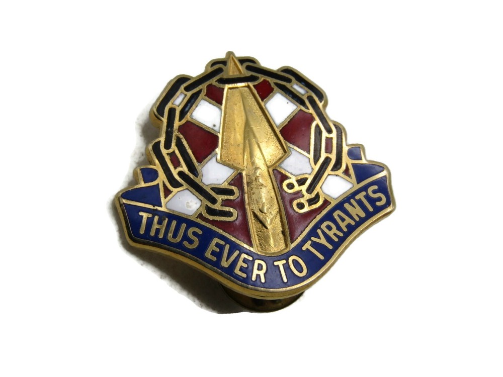 Thus Ever To Tyrants Lettered Pin Gold Tone