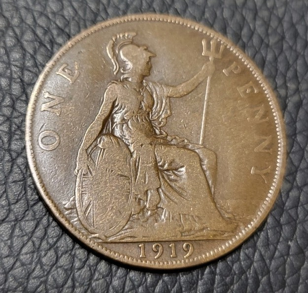 1919 Great Britain One Penny Coin