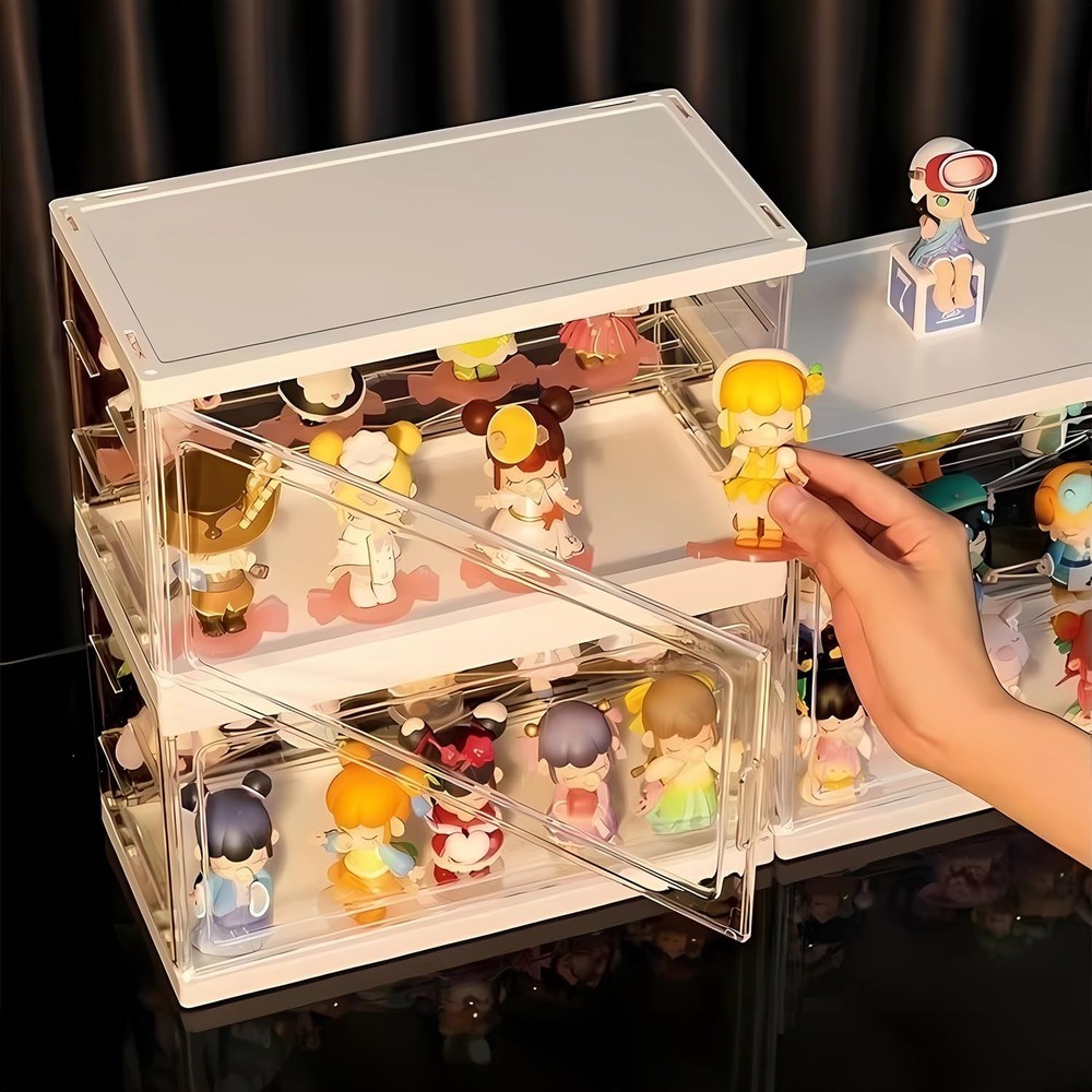 Acrylic Display Case with Shelves Stackable Collectibles Organizer for Blind ...
