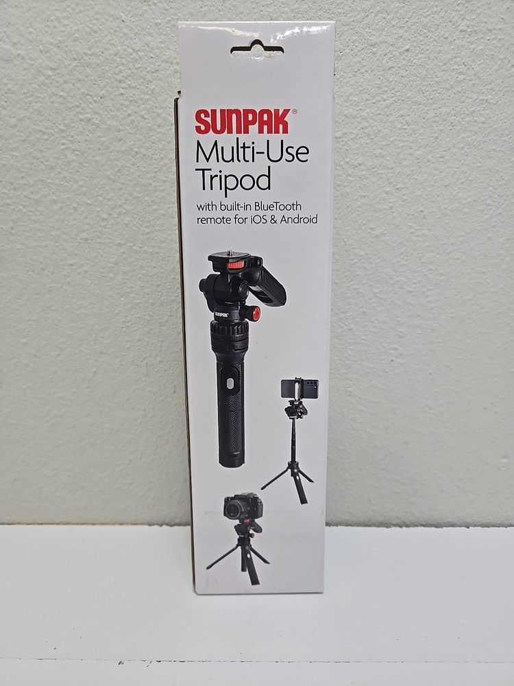 Sunpak - Multi-Use 29.5-Inches Tripod W/ Built-in Bluetooth Remote IOS & Android