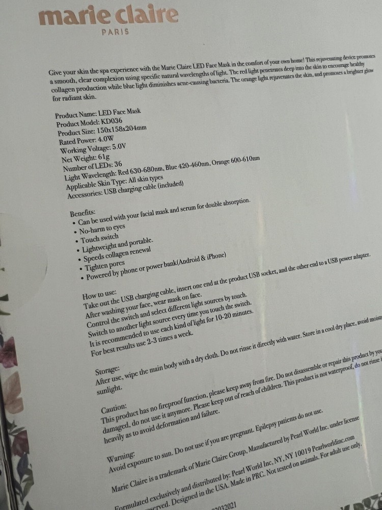 New Marie Claire LED Face Mask