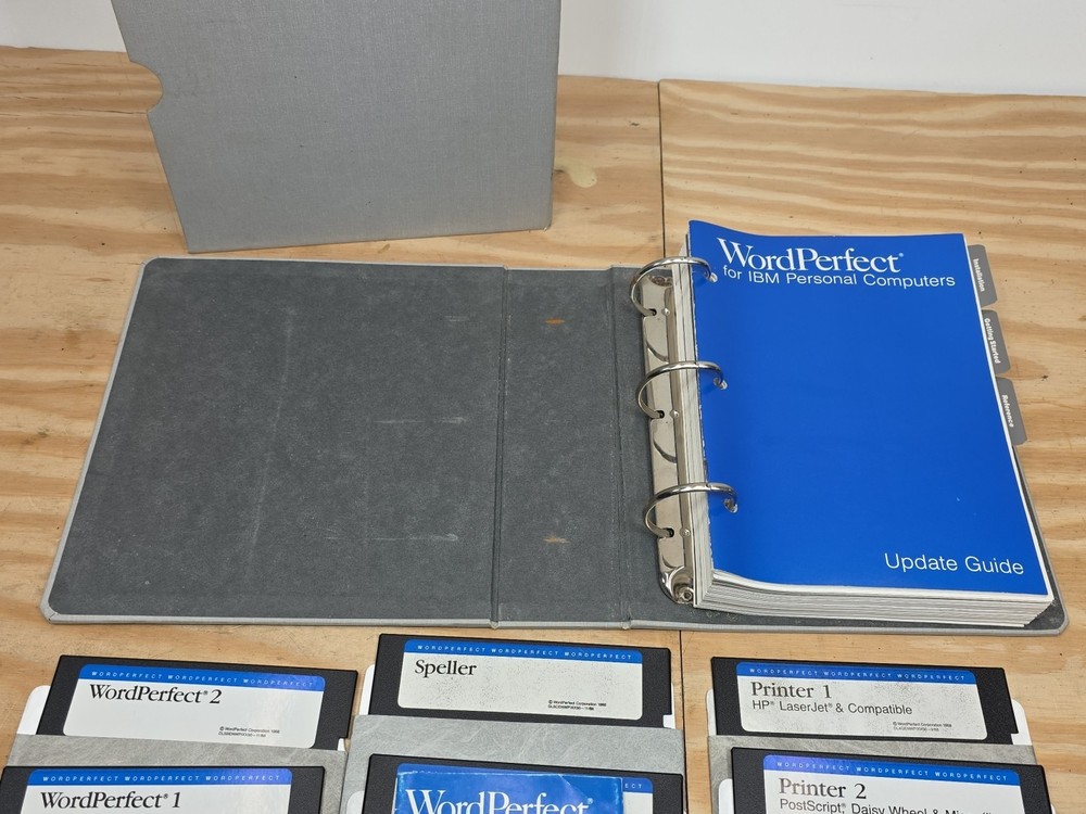 WordPerfect 1988 Installation Set - 5.25” Disks - Manual & Reference - Untested