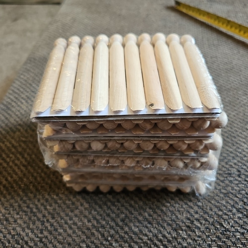 New 100 Vintage Push Rounded Head  Pin Clothespins 4.5"