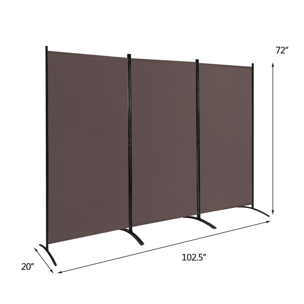 Folding Privacy Partition Screen 3-Panel Room Divider for Office Room Brown