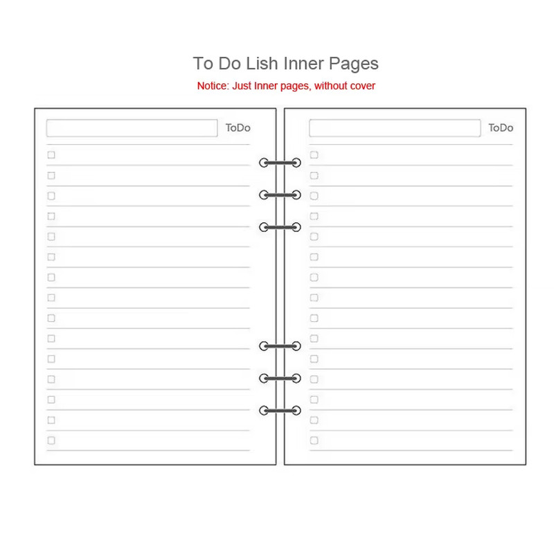 A5 A6A7 45 Sheets Loose Leaf Notebook Refill Spiral Binder Inner Page Weekly Mon