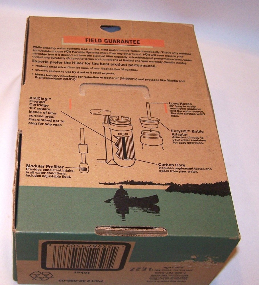 PUR Hiker Microfilter Water Filter System Purifier Series A Camping Backpacking