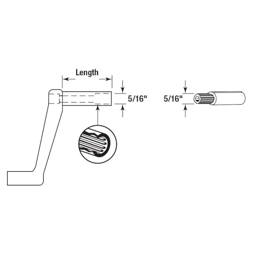 R 7226 Window Handle, 1-3/4 In. Stem, Diecast () 2 Pack