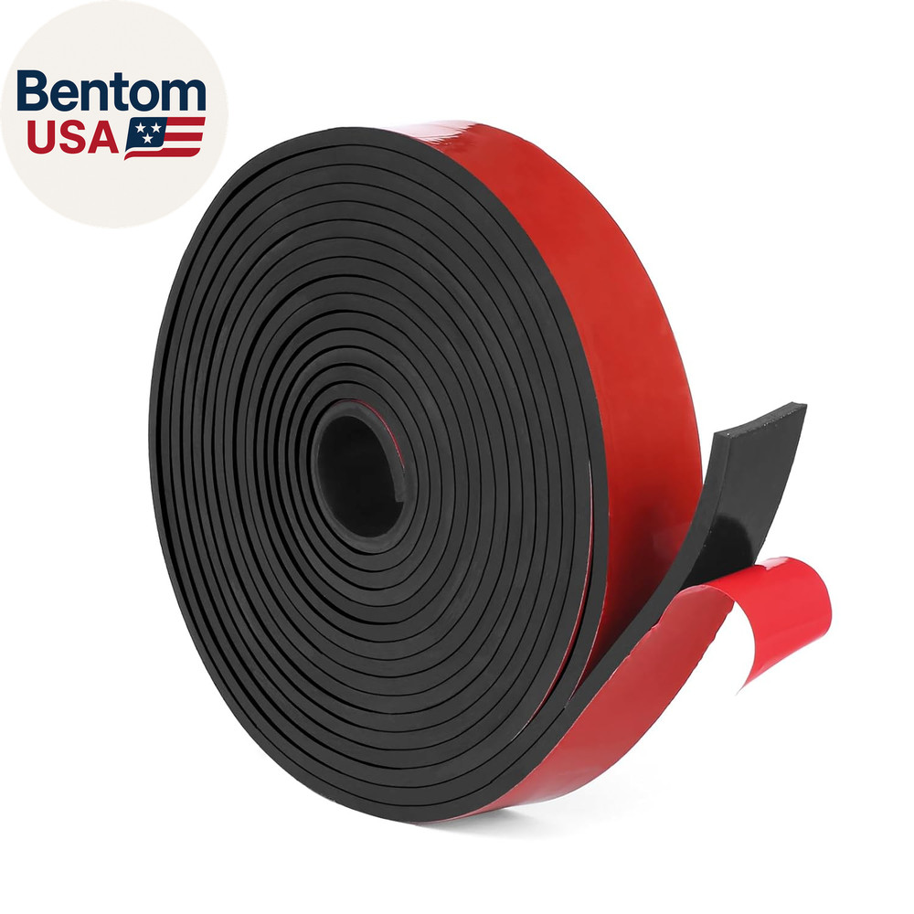 Adhesive Solid Rubber Strips, 2" Wide X 1/16" Thick X 120" Long Self Stick Black