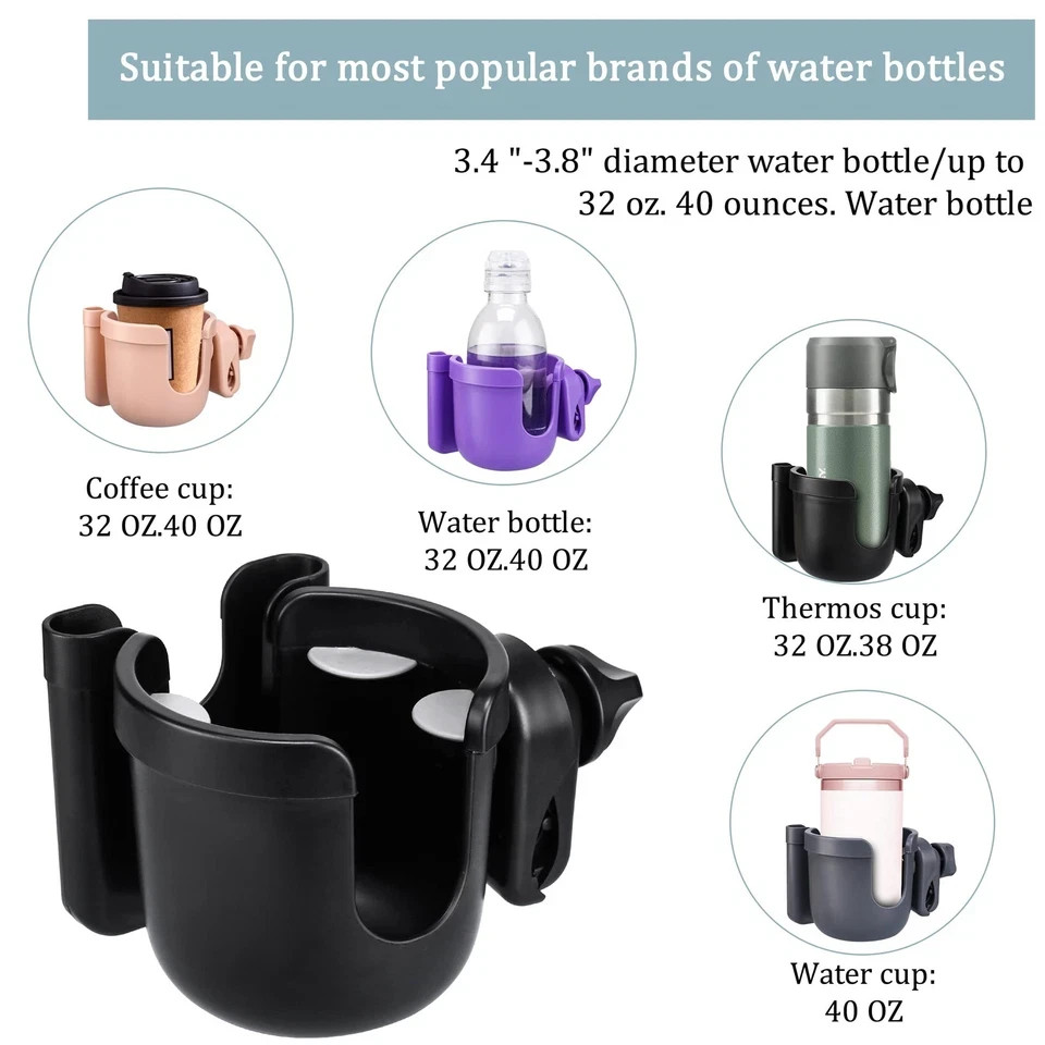 Suranew Universal Stroller Cup Holder Adjustable Drink & Phone Holder Accessory