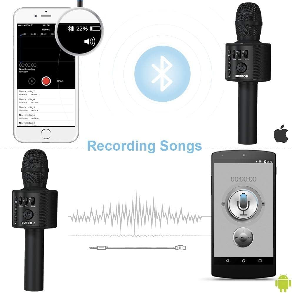 Wireless Karaoke Microphone with Custom Volume Control & SD Card Support