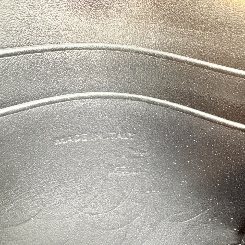 Authentic CELINE Triomphe Card Holder Black Leather #36638173