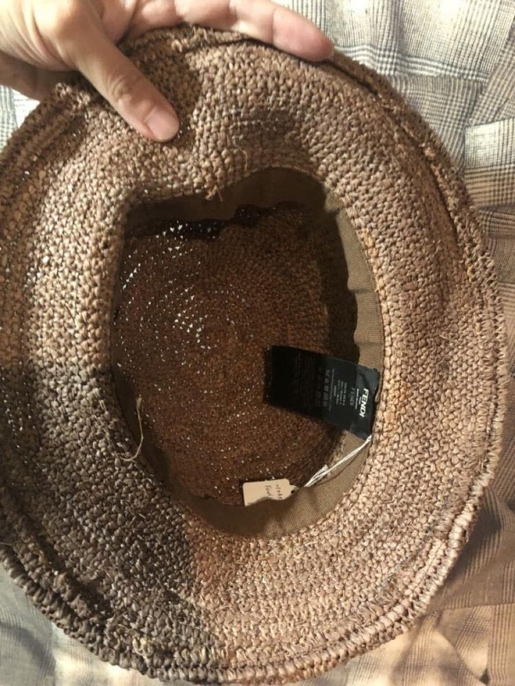 FENDI Bucket Hat Raffia FF Logo