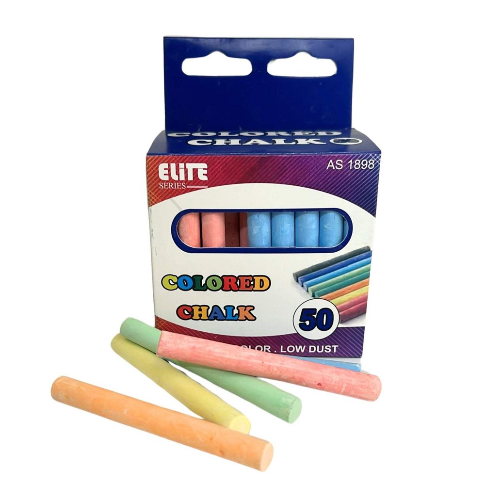 Colored Chalk – Low Dust with Intense Color: 50 Pack